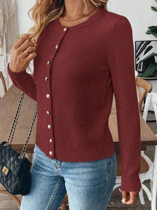 Sweaters - Women’s Burgundy Button-Front Sweater Cardigan